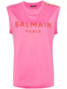 Balmain топ с логотипом, розовый