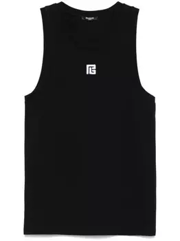 Balmain топ с монограммой, черный