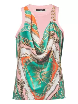 Balmain топ с принтом Foulard, зеленый