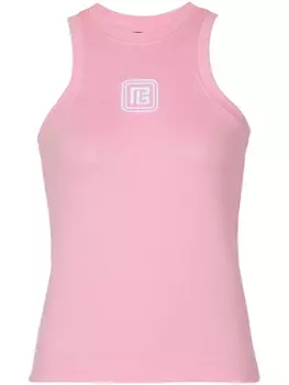 Balmain топ с вышитым логотипом, розовый