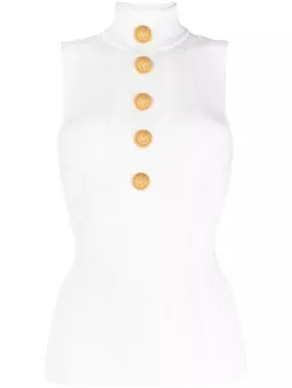 Balmain топ с высоким воротником, белый