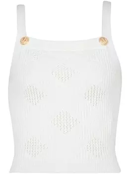 Balmain топ в клетку гингем, белый