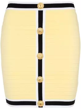 Balmain трикотажная мини-юбка с пуговицами Lion Head, желтый