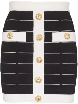 Balmain трикотажная юбка мини с декоративными пуговицами, черный