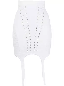 Balmain трикотажная юбка со шнуровкой, белый