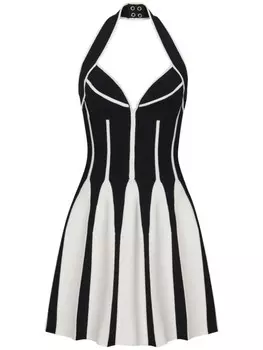 Balmain трикотажное мини-платье с халтернеем, черный