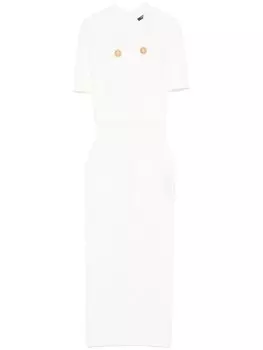 Balmain трикотажное платье миди, белый