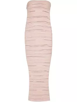 Balmain трикотажное платье миди без бретелей, нейтральный
