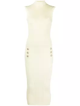 Balmain трикотажное платье миди, желтый