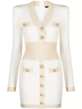 Balmain трикотажное платье мини, белый