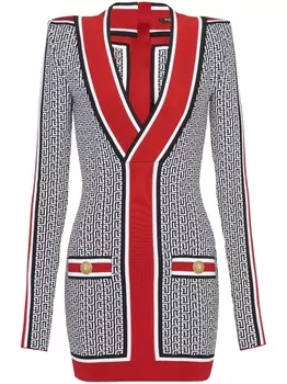 Balmain трикотажное платье мини с монограммой, черный