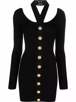 Balmain трикотажное платье с открытой спиной, черный