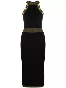 Balmain трикотажное платье с пуговицами, черный