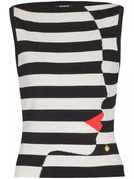 Balmain трикотажный топ Mariniere, черный