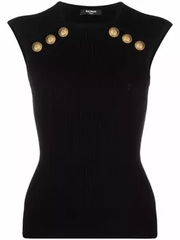Balmain трикотажный топ с декоративными пуговицами, черный