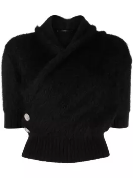 Balmain трикотажный топ с кристаллами, черный