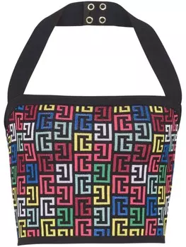 Balmain трикотажный топ с монограммой, черный