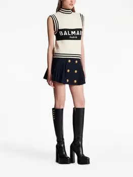 Balmain трикотажный топ с монограммой, нейтральный цвет