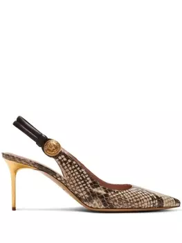 Balmain туфли Alma 75 с тиснением под кожу змеи, коричневый