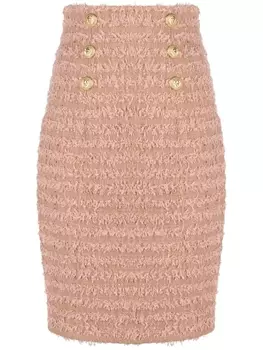 Balmain твидовая юбка-карандаш, нейтральный цвет