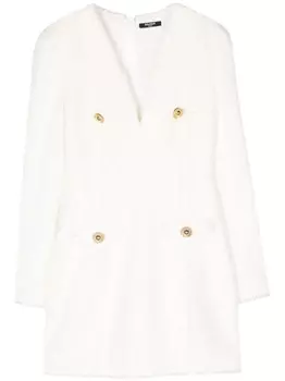Balmain твидовое платье мини, белый
