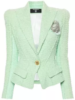 Balmain твидовый блейзер Jolie Madame, зеленый