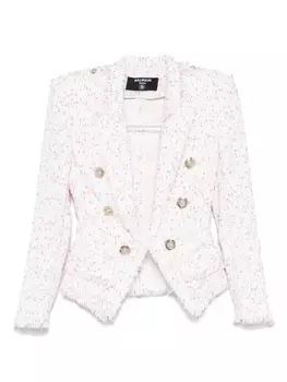 Balmain твидовый пиджак, белый