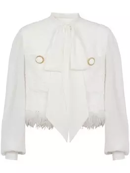 Balmain твидовый пиджак со вставками, белый