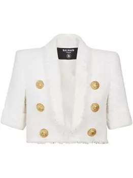 Balmain твидовый спенсер пиджак, белый