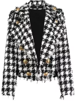 Balmain твидовый жакет с бахромой, черный