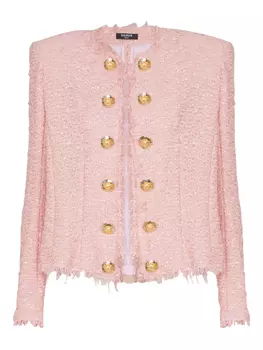 Balmain твидовый жакет с пайетками, розовый