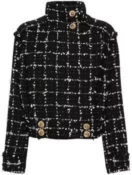 Balmain твидовый жакет с высоким воротником, черный