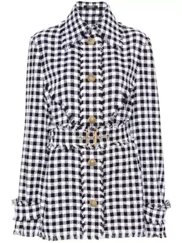 Balmain твидовый жакет в клетку, белый