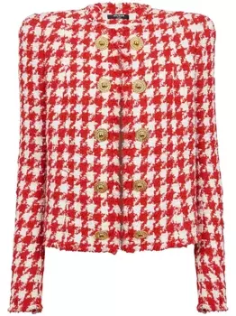 Balmain твидовый жакет в ломаную клетку, красный