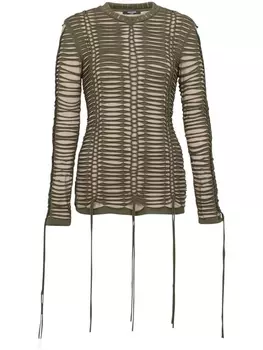 Balmain two-tone laser-cut T-shirt, серый