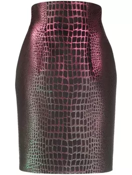 Balmain юбка-карандаш с тиснением под крокодила, розовый