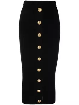 Balmain юбка-карандаш с тиснеными пуговицами, черный