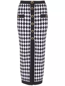 Balmain юбка миди с ромбовидной интарсией, белый
