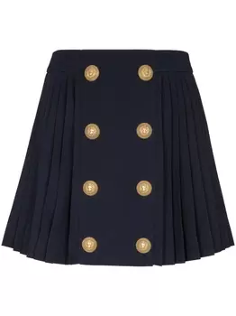 Balmain юбка миди со складками и пуговицами, черный