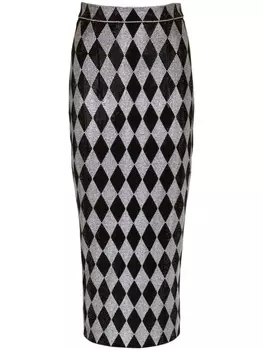 Balmain юбка миди со стразами, черный