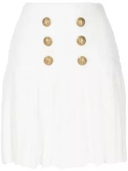 Balmain юбка мини со складками, белый