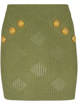 Balmain юбка мини в клетку, зеленый