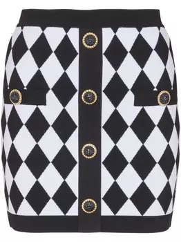 Balmain юбка мини вязки интарсия, черный