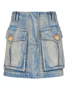 Balmain юбка с поясом, синий