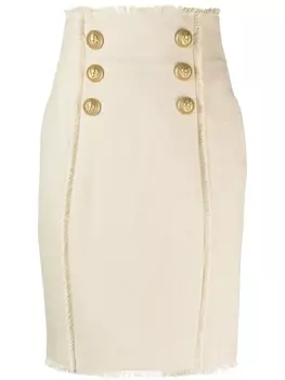 Balmain юбка с завышенной талией, нейтральный цвет