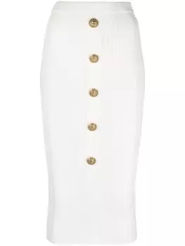 Balmain юбка в рубчик с пуговицами, белый