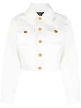 Balmain укороченная джинсовая куртка, белый