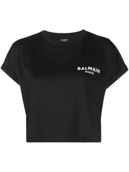 Balmain укороченная футболка с логотипом, черный