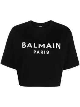 Balmain укороченная футболка с логотипом, черный