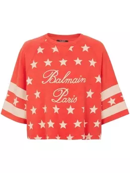 Balmain укороченная футболка с логотипом, красный